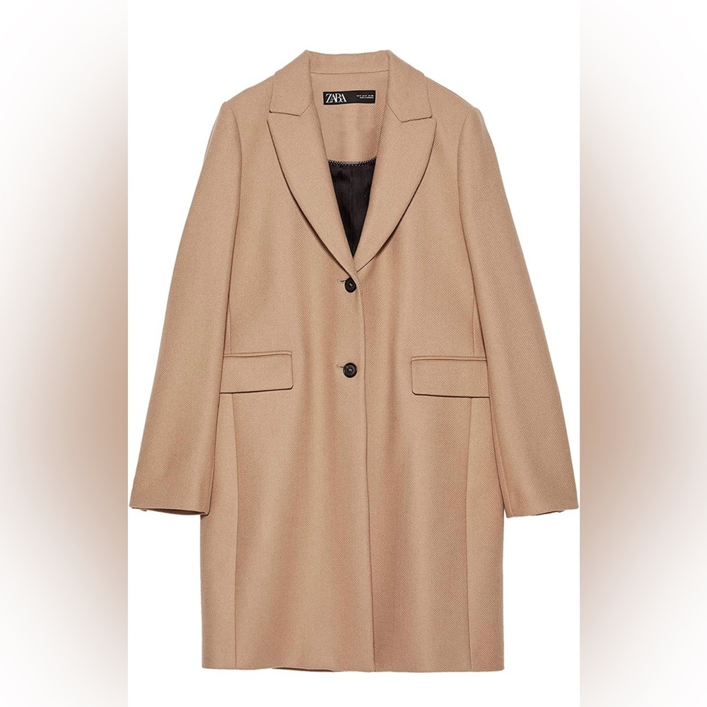 Zara MANTECO Menswear style wool blend tan coat